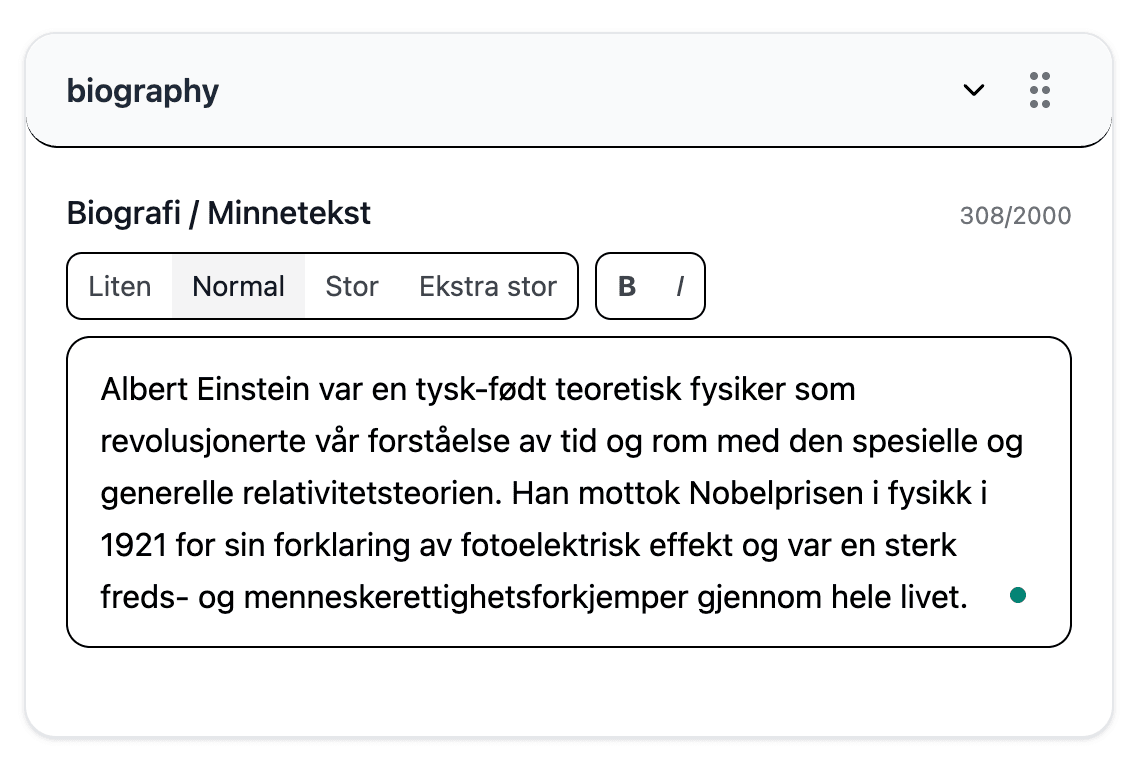Rediger minneord og sitater